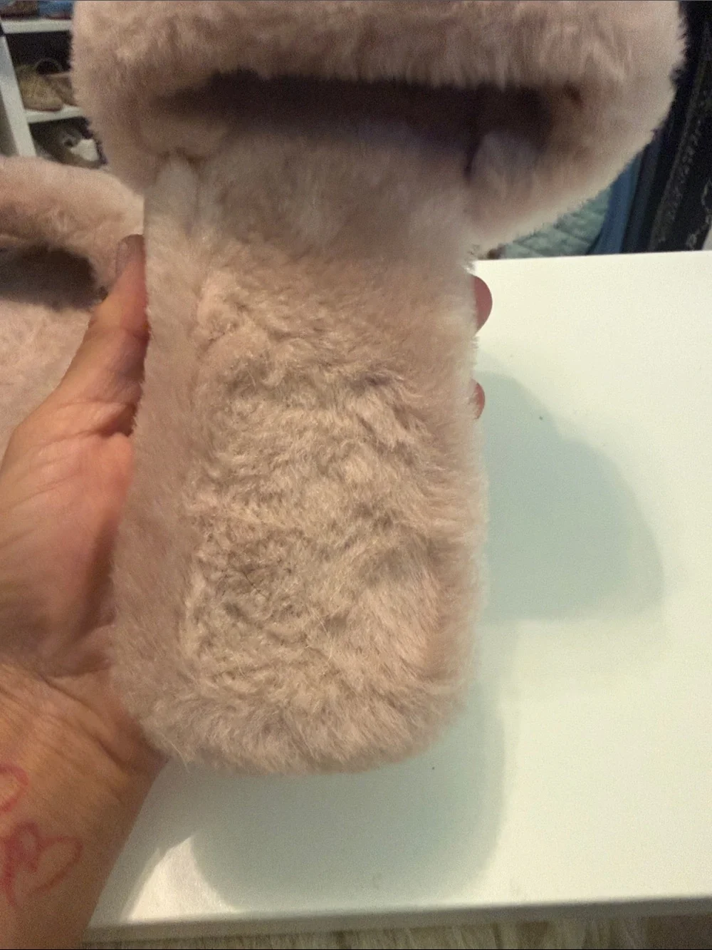 Tory Burch Embellished Pink Faux-Fur Slide Sandals